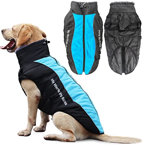 Idepet Hund Mantel Warme Jacke, Reflektierender Haustier-Schneeanzug Sport im Freien wasserdichte Hundekleidung Outfit-Weste für mittelgroße Hunde mit Gurtloch von Idepet