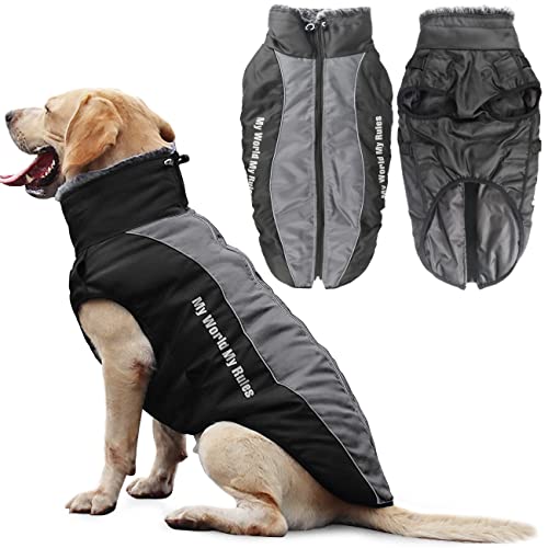 Idepet Hund Mantel Warme Jacke, Reflektierender Haustier-Schneeanzug Sport im Freien wasserdichte Hundekleidung Outfit-Weste für mittelgroße Hunde mit Gurtloch von Idepet