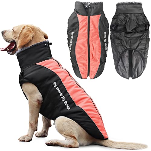 Idepet Hund Mantel Warme Jacke, Reflektierender Haustier-Schneeanzug Sport im Freien wasserdichte Hundekleidung Outfit-Weste für mittelgroße Hunde mit Gurtloch von Idepet