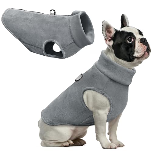 Idepet Hunde-Fleece-Weste, Pullover, mit Reißverschluss, warmer Pullover, Hundejacke mit D-Ring-Leine, Winter, kaltes Wetter, Haustierpullover, Kapuzenpulli für kleine, mittelgroße Hunde, Jungen, von Idepet