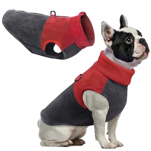 Idepet Hunde-Fleece-Weste, Pullover, mit Reißverschluss, warmer Pullover, Hundejacke mit D-Ring-Leine, Winter, kaltes Wetter, Haustierpullover, Kapuzenpulli für kleine, mittelgroße Hunde, Jungen, von Idepet