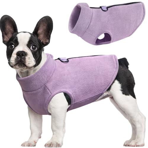 Idepet Hunde-Fleece-Weste, Pullover, mit Reißverschluss, warmer Pullover, Hundejacke mit D-Ring-Leine, für den Winter, kaltes Wetter, Haustierpullover, Kapuzenpulli für kleine, mittelgroße Hunde, von Idepet