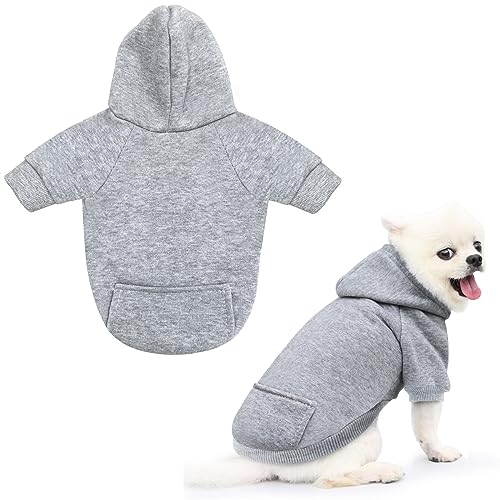 Idepet Hunde-Kapuzenpullover für kleine Hunde, Chihuahua-Kleidung, warmer Mantel, Jacke, Herbst, Welpen-Outfits, Katzen, Hundekleidung (XL, Dunkelgrau) von Idepet