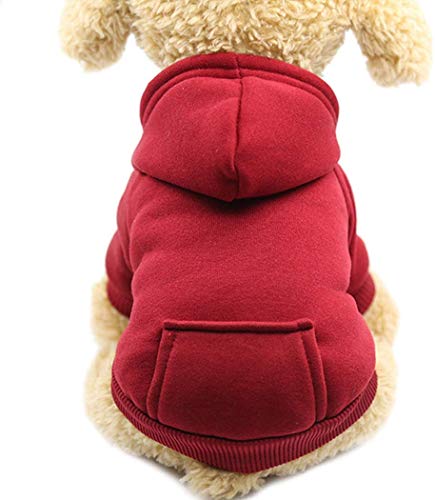 Idepet Hundebekleidung Haustier Hund Hoodies für Kleine Hunde Weste Chihuahua Kleidung Warm Mantel Jacke Herbst Welpen Outfits Katze Hunde Kleidung (2XL, Weinrot) von Idepet