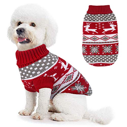 Idepet Hundekostüm Weihnachten, Welpe Hund Katze Strickpullover Sweater Weihnachten Rentier Jumper Haustier Kostüm Mantel von Idepet