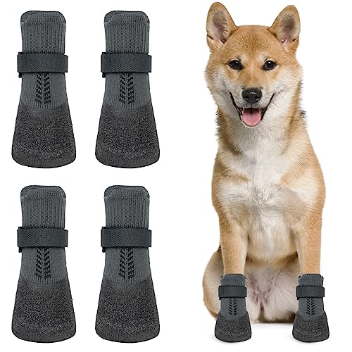 Idepet Hundesocken Anti-Rutsch Hundeschuhe Welpenpfotenschutz wasserdichte Haustierstiefel Outdoor Kleine Hundeschuhe 4 Stück Socken für kleine mittelgroße Hunde Chihuahua Teddy Bomei Dachshund von Idepet