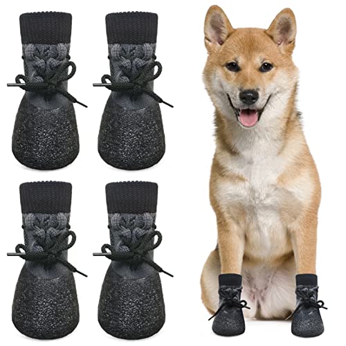 Idepet Hundesocken Anti-Rutsch Hundeschuhe Welpenpfotenschutz wasserdichte Haustierstiefel Outdoor Kleine Hundeschuhe 4 Stück Socken für kleine mittelgroße Hunde Chihuahua Teddy Bomei Dachshund von Idepet