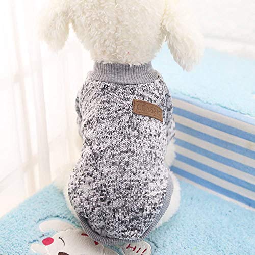 Idepet Pet Dog Classic Strickware Pullover Fleece Mantel Weich Verdickung Warm Pup Hunde Shirt Winter Haustier Hund Katze Kleidung Welpen Customes Kleidung für kleine Hunde (XXS, Grau) von Idepet