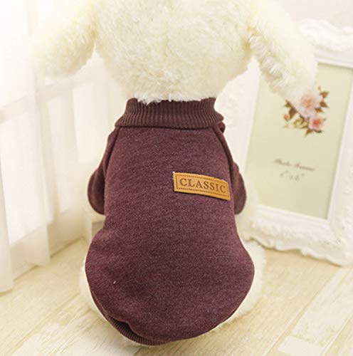 Idepet Pet Dog Classic Strickware Sweater Soft Fleece Hundemantel Soft Thickening Warm Pup Dogs Shirt Winter Pet Dog Cat Clothes Puppy Customes Kleidung für kleine Hunde (S, Braun) von Idepet