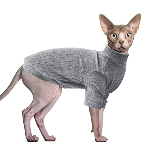 Idepet Sphynx Haarlose Katzenpullover Shirt Kätzchen Weiche Welpenkleidung Pullover Niedlich Katzen Pyjama Overall Hautfreundliche Baumwolle Bekleidung Haustier Winter Rollkragen für Katzen und von Idepet