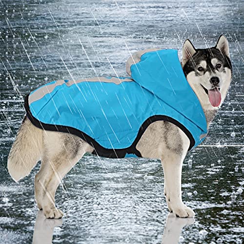 Idepet wasserdichte 2-in-1-Regenjacke für Hunde, Leichter Overall für Hunde mit Kapuze, atmungsaktiver Regenponcho mit Kapuze und reflektierendem Streifen für kleine, mittel große GroßHunde von Idepet