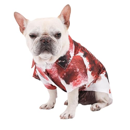 Halloween Blut Haustierkostüme | Verwandlungskleidung für Haustiere mit Blutflecken | Gruseliges Haustierblut Shirt | Bedruckte Hundekleidung | Blutige Skelett Kleidung für Hunde und Katzen von Idezek