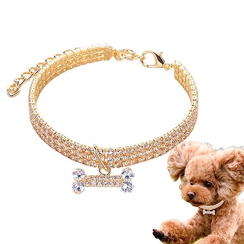 Hundehalsband - Verstellbare 3-reihige Strass-Halskette für kleine Hunde und Katzen - Kleine Haustier-Halskette, Schmuck für kleine Hunde, Mädchen, Hündinnen, kleine Hunde, Welpen Idezek von Idezek
