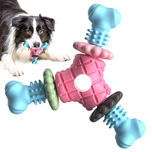 Idezek Hundekauspielzeug Knochen - Gummiknochen-Kauspielzeug mit sauberen Zähnen - Kauspielzeug zum Spielen, Hundespielzeug für Aggressive Kauer großer Rassen, für Hündchen und Katzen von Idezek