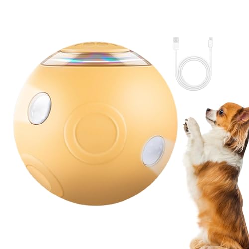 Idezek Intelligente interaktive Hundespielzeugbälle - Intelligenter rotierender Ball mit Blitzlichtern | Tragbarer, intelligenter, rotierender Hüpfball für kleine und mittelgroße Haustiere von Idezek
