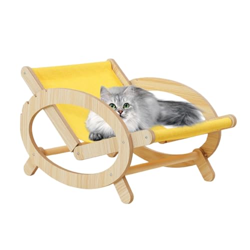 Idezek Katzenkratzer-Strandstuhl, erhöhter Haustierbettstuhl, Verstellbarer Katzen-Schaukelstuhlhocker, Verstellbares Katzenschlaf-Klettergerüst-Sofa mit kratzfestem Segeltuchbezug zum Möbelschutz von Idezek