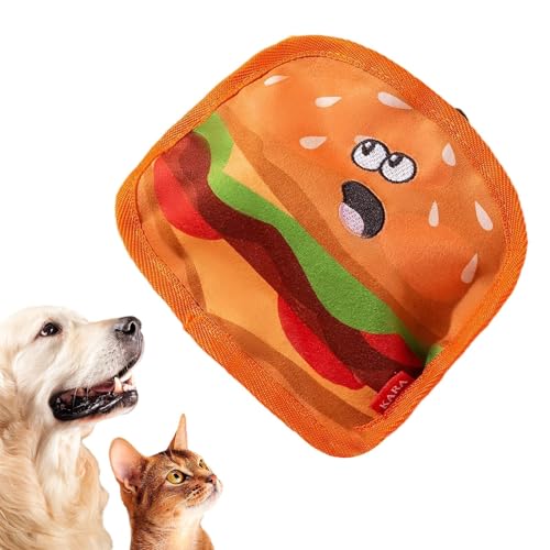 Idezek Quietschendes Hamburger-Spielzeug für Hunde, Hamburger-Kauspielzeug für Haustiere - Weiche Molarenspielzeuge - Food Design Quietschgeräusch-Spielzeug für Hunde und Katzen, Backenzahnspielzeug von Idezek