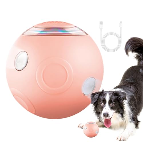 Idezek Selbstrollender Ball - Intelligenter rotierender Ball mit Blitzlichtern,Tragbarer, intelligenter, rotierender Hüpfball für kleine und mittelgroße Haustiere von Idezek
