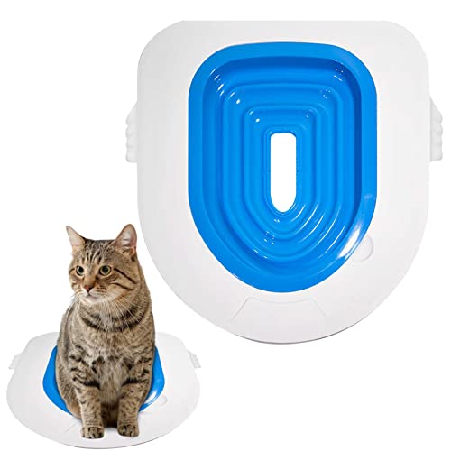 Idezek Toilettentraining für Katzen, Produkte für Katzen, Strapazierfähiger Urinal-Sitz-Töpfchen-Trainer, Toiletten-Trainingsleitfaden im Groove-Design für Haustier-Katzen-Toiletten-Heimkätzchen von Idezek