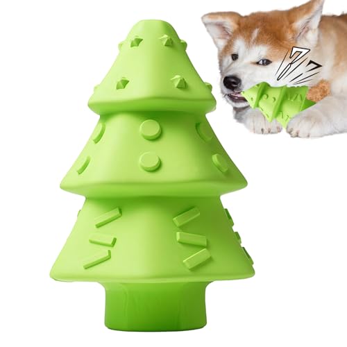 Idezek Weihnachts-Hundespielzeug - Quietschendes Weihnachtsbaum-Beißspielzeug - Wiederverwendbares interaktives Kauspielzeug für Hunde in Weihnachtsbaumform für mittelgroße Welpen, Hunde, Katzen von Idezek