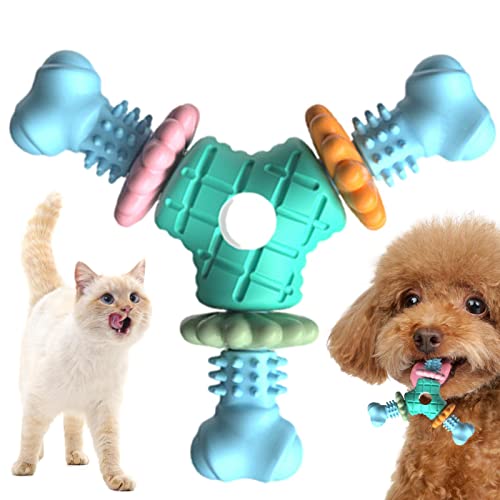 Idezek Zahnbürste Kauspielzeug für Hunde - TPR Rubber Petal Bone Shape Unzerstörbares Hundespielzeug | Triangle Bone Hundespielzeug Langlebiges Kauspielzeug für kleine und mittelgroße Hunde von Idezek