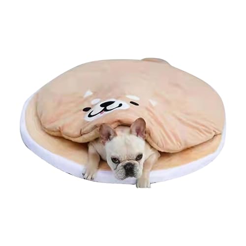 Rundes Hundebett | Haustierhöhlenbett mit Kapuzendecke | Warmes Hundebett mit Kapuze für Keine Hunde | Abnehmbare, Waschbare Schlafmatte für Hundehüttenbett, Beruhigende Unterlage für Katzen und Hunde von Idezek
