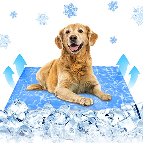 Idota Kühlmatte für Hunde, 90x50cm Hundekühlmatte Selbstkühlend Ungiftiges Gel Kühlkissen Katze Wasserdicht und Reißfest Kühldecke für Menschen & Haustiere für Zuhause/Outdoor - Wasser kräuseln von Idota