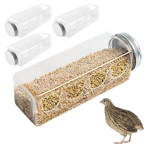 4pcs Wachtelfederung transparente Küken-Feeder Rutin Hühnerfutterkasten Huhn mit 4 Bärenförmigen Löchern für Küken kleine Vögel Wachteln von Iewroyt