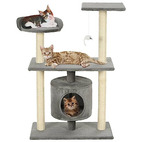 Iiaky Katzen-Kratzbaum Sisal 95 cm Katzenkratzbaum Cat Tree Katzen Kratzbaum Katzen ZubehöR Indoor Grau von Iiaky