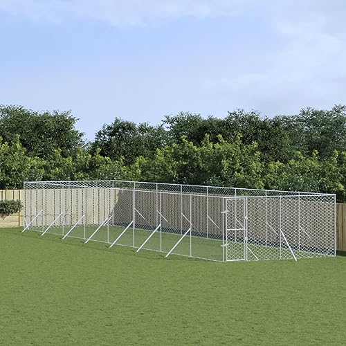 Iiaky Outdoor-Hundezwinger Silbern 4x16x2 m Verzinkter Stahl Hundehaus HundekäFig Hundezwinger Outdoor HundehüTten FüR DraußEn von Iiaky