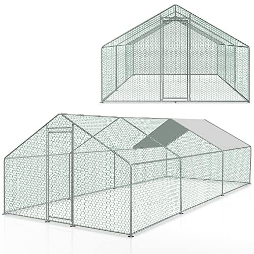 Ikodm Hühnerstall Freilaufgehege Hundehöhle 3x6x2m mit Dachplane Schloss, Heimtiergehege Kaninchenstall, PVC-beschichtetes Schatten Dach von Ikodm