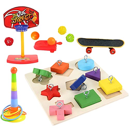 Illkjasfc Bird 5 Stile Set Papagei Spielzeug für kleine Vögel Intelligenz Training Verbesserung körperlich und geistig für Heilung von Illkjasfc