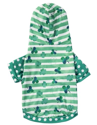 Impoosy Dog St Patrick's Day Kapuzenpullover, niedliches Kleeblatt, Haustierkleidung, grünes Kleeblatt, Welpen-Kostüm für Hunde und Katzen, Größe XL von Impoosy