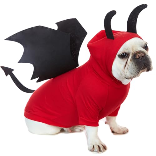 Impoosy Hund Halloween Kostüme Lustige Halloween Hund Dämon Hoodies Teufel Haustier Kleidung für Hunde Katzen Cosplay Kleidung (L) von Impoosy