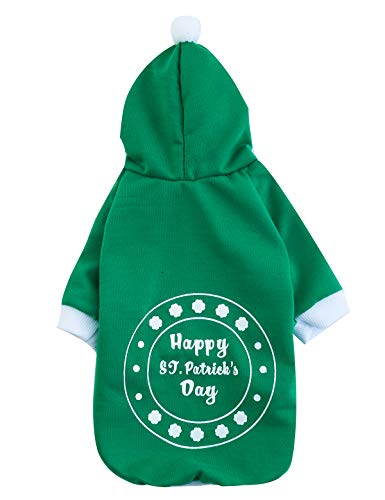 Impoosy St. Patrick's Day Haustier-Kapuzenpullover, lustiges Kleeblatt-Shirt, niedliches Welpen-Kostüm, Kleidung für kleine, mittelgroße Hunde, Katzen, Haustiere (2XL) von Impoosy