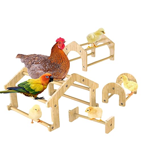 Imtrub Hühnerbarschstange | Baby-Huhn-Spielzeug mit Spiegel,Hens Handmade Barsch Stand Toy, Chicken Wood Stand Chicken Toy für große Vögel Henne Papagei von Imtrub