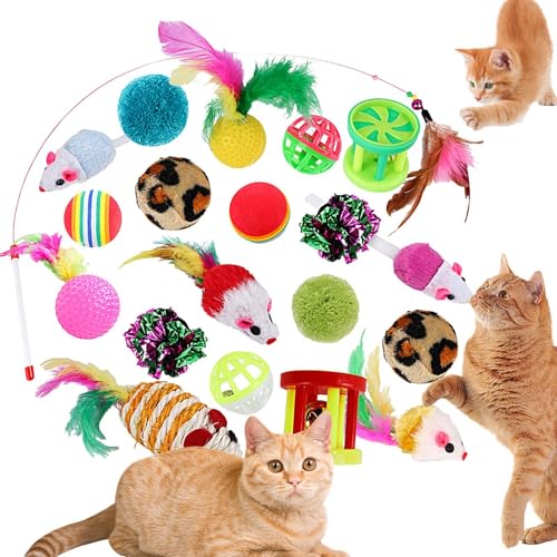 Imtrub Katzenspielzeug, Katzenspielzeug, Katzenspielzeug - 20-teiliges interaktives Haustier-Katzenspielzeug - Multifunktionales lustiges Katzenspielzeug für draußen, zu Hause, im Park und im Garten von Imtrub