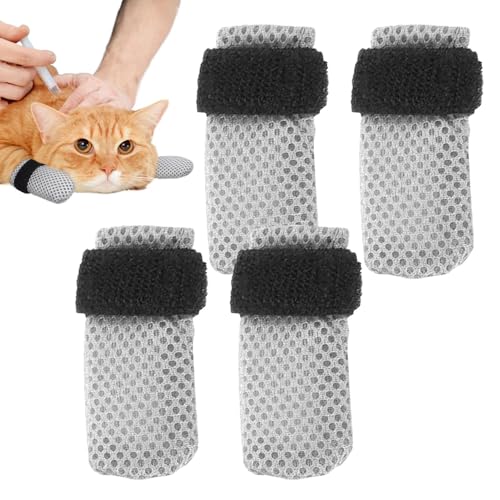 Imtrub Krallenschutz für Katzen, Fäustlinge gegen Kratzer - Verstellbare Mesh-Katzenstiefel,Verstellbare Mesh-Katzenfußabdeckungen, Kratzfeste Katzenkrallenschutz 4X für die Katzenkrallenpflege von Imtrub