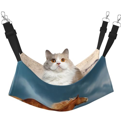 InOmak Rotes rennendes Pferd, Katzenhängematte, weiches, doppelseitiges Hängebett für kleine Hunde und Haustiere,M InOmak Rotes rennendes Pferd, Katzenhängematte, weiches, doppelseitiges Hängebett für kleine Hunde und Haustiere,M von InOmak