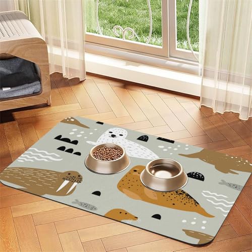Robben- und Walrossmuster,Futtermatte für Haustiere, Tischsets aus PU-Leder für Katzen und Hunde,40x60cm Robben- und Walrossmuster,Futtermatte für Haustiere, Tischsets aus PU-Leder für Katzen und Hunde,40x60cm von InOmak