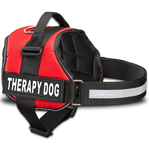 Industrie Puppy Therapiehund-Geschirr, Rot, Large, Fits Girth 27-33.5", Reflektierende Therapiehund-Patches und Easy Snap Schnalle von Industrial Puppy