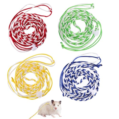 4 Pack Hamster Geschirr Einstellbare Rattenleine Halsbänder für Schweine Frettchen Maus Chinchilla Kaninchen Guinea Eichhörnchen Kleintier von InnoHHustle