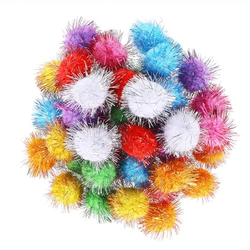 InnoHHustle Lametta-Pompons, Glitzer, für Katzen, Kätzchen, Spielzeug, DIY, Weihnachten, Katze, Lieblingsspielzeug, Lametta, Pompons, 40 Stück von InnoHHustle