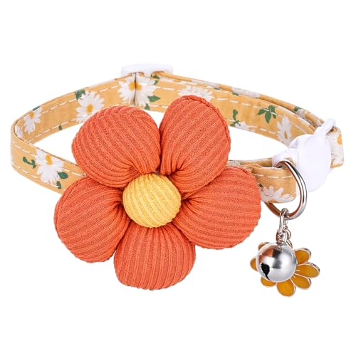 Kleines Hundehalsband mit Blume, verstellbares Welpenhalsband, Hundehalsband für Mädchen, Welpenhalsband mit Glöckchen für kleine Hunde, niedliches Hundehalsband mit Glöckchen von InnoHHustle