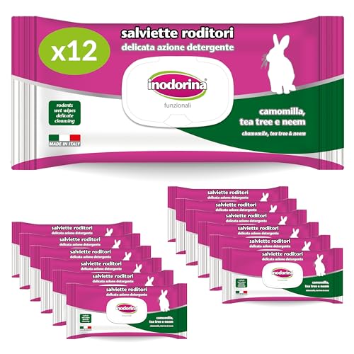 Inodorina, Funktionelle Feuchttücher für Nagetiere, hergestellt aus strapazierfähigem Stoff, sanfte Reinigungswirkung, natürliche biologische Substanzen, tägliche Verwendung, Kamille, Teebaum- und von Inodorina