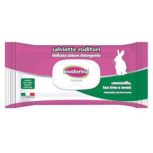 Inodorina Funktionelle Deodoranttücher für Kaninchen und Nagetiere (40 Stück) Feuchttücher für Haustiere, Robustes Gewebe, alkoholfrei, Nicht an Tieren getestet, Weiß von Inodorina