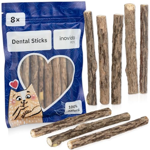 Matatabi Stick Katze : 8 Matatabi Sticks für Katzen Zahnpflege – Katzenspielzeug Holz gegen Mundgeruch – Katzen Kauspielzeug – Natürliches Spielzeug für Katzen – Cat Sticks – Inovida Katzen Zubehör von Inovida