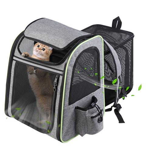 Inspack Katzentragetasche, erweiterbarer großer Katzenrucksack, atmungsaktiv, für kleine Hunde, mittelgroße Katzen, passend für bis zu 8,2 kg, Reisetasche, langlebige Haustier-Tragetasche für Reisen, von Inspack