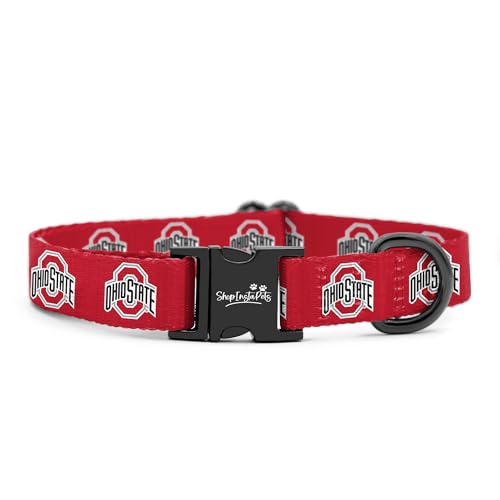 Ohio State Buckeyes Halsbänder und Leinen, offizielles Lizenzprodukt, passend für alle Haustiere. (großes Halsband) von InstaPetTags