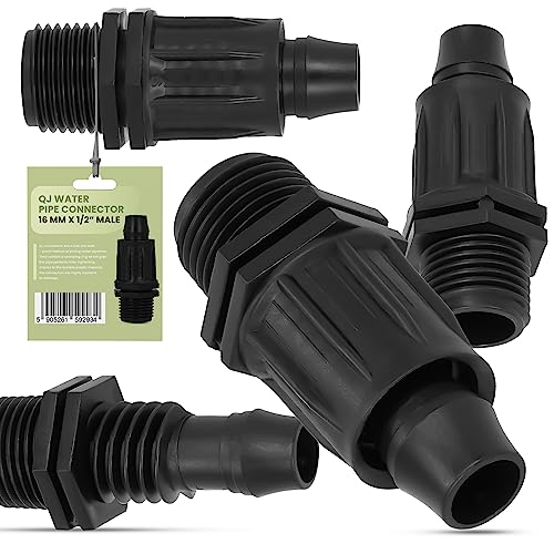 Instalguru 10 Stück Verbinder Stecker QJ für PE 16 mm x 1/2" AG Rohr Automatische Gartenbewässerung Rasenbewässerungssystem für Garten Schläuche Wasserrohr Garten Wasserleitung Bewässerung System von Instalguru